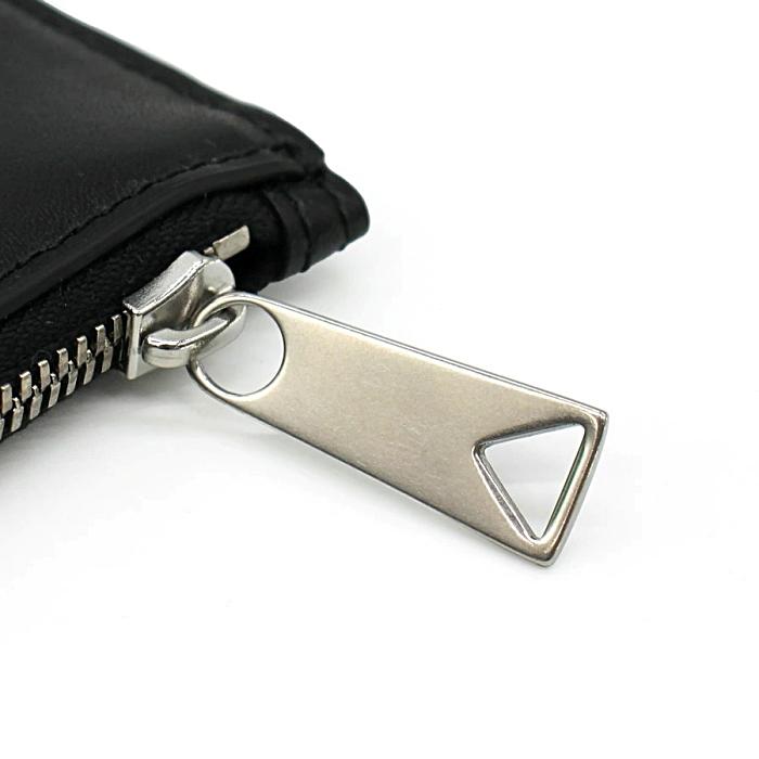 Bottega Veneta Cassette Long Zip Card Case Leather Navy