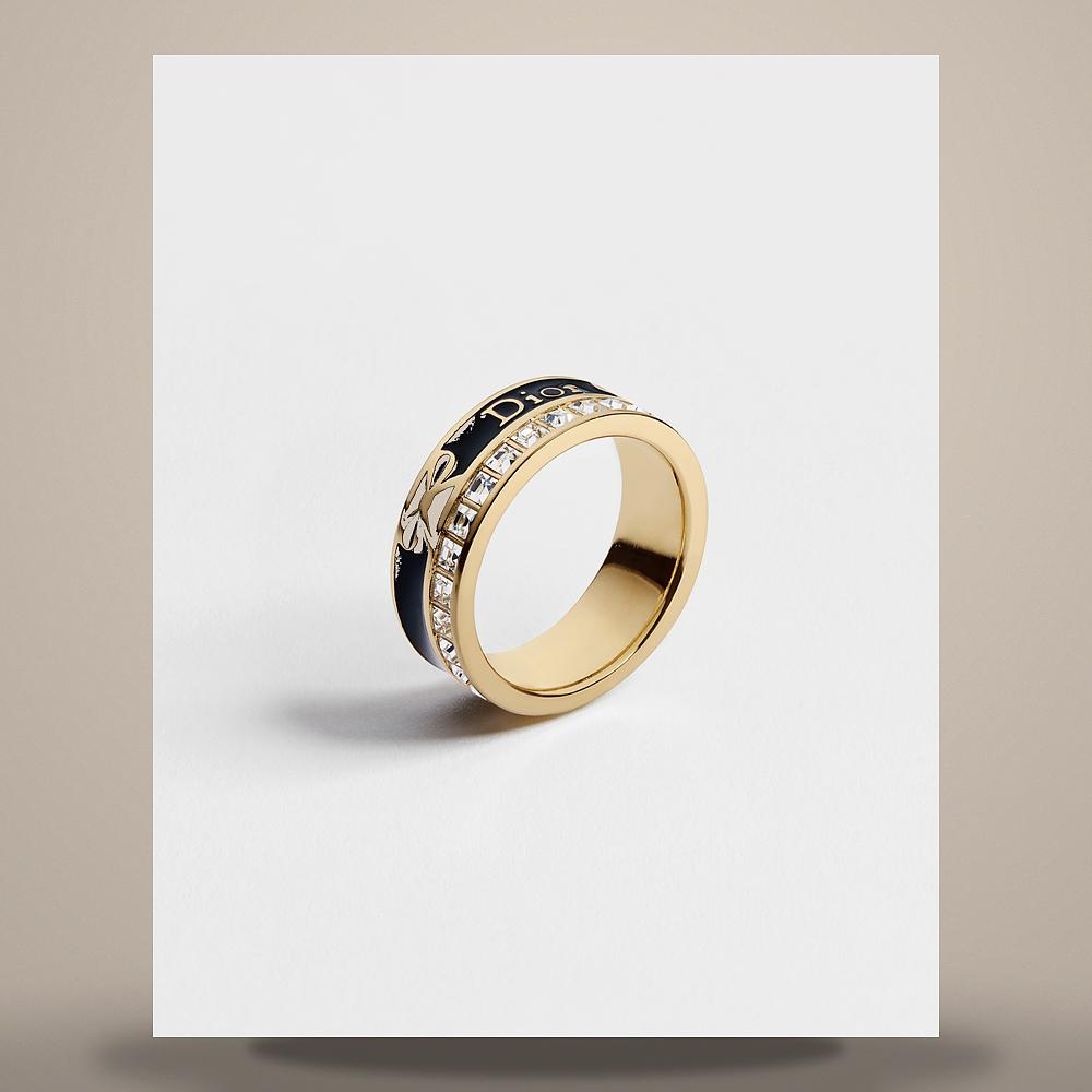DIOR Night Code Ring Gold-Finish Metal Crystal Black Lacquer R3108WOMLQ D307