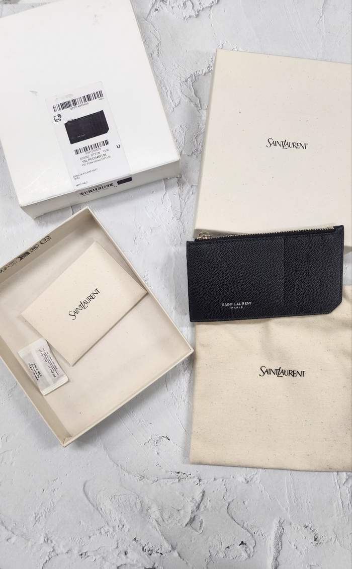 Saint Laurent Unisex Black Fragments Zip Card Holder Wallet