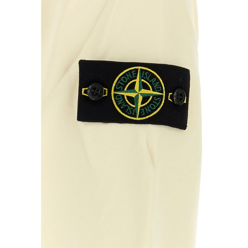STONE ISLAND Organic Cotton Fleece Zip Hoodie Jacket Men Beige