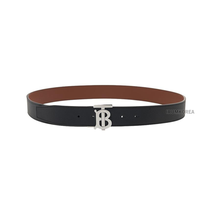 BURBERRY Men’s Reversible TB Plaque Leather Belt Black 35mm