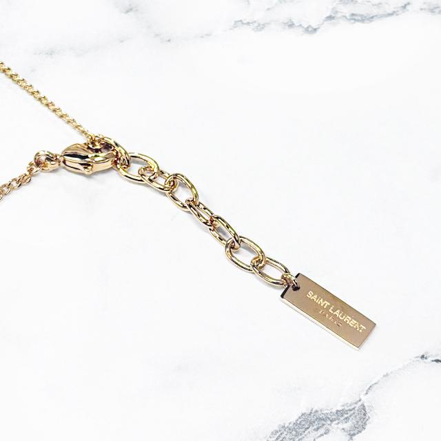 Saint Laurent Gold-Tone Cassandra YSL Logo Pendant Chain Necklace