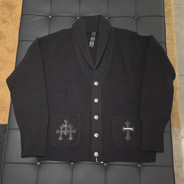 Chrome Hearts Black Cardigan with Dual Front Pockets