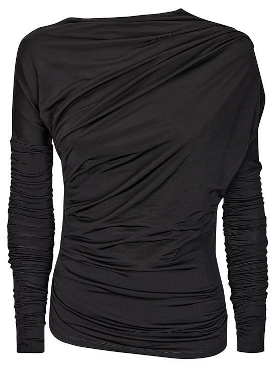 GANNI Long Sleeve Sweatshirt Top for Women T4393099 BLACK DOM