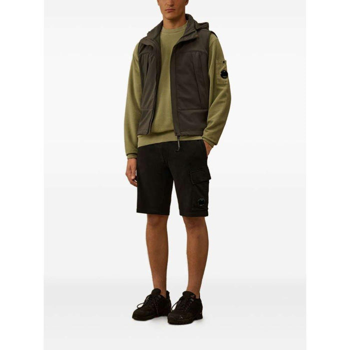 CP Company Light Fleece Lens Cargo Black Shorts