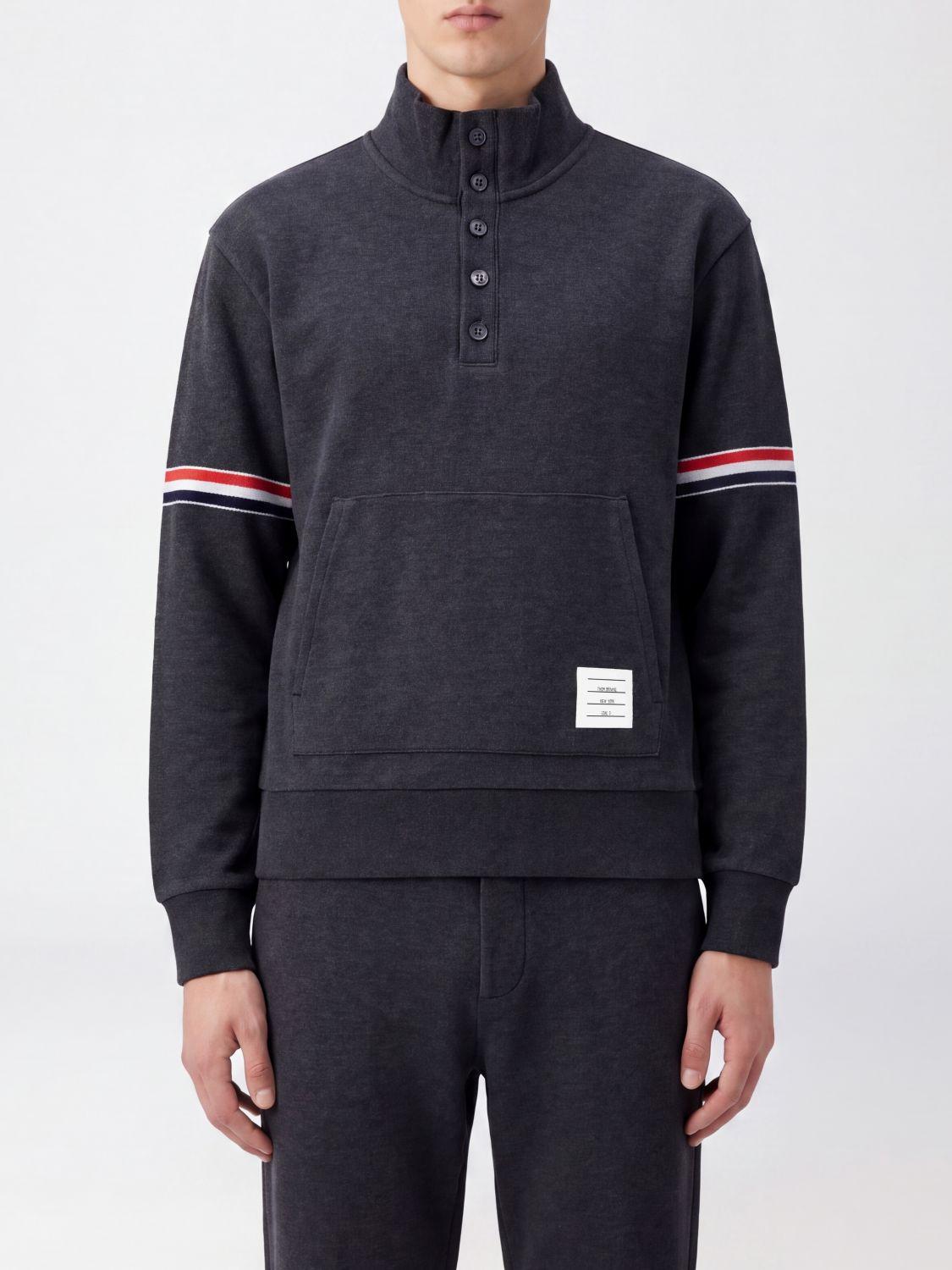 THOM BROWNE Grey Cotton Crewneck Sweatshirt for Men