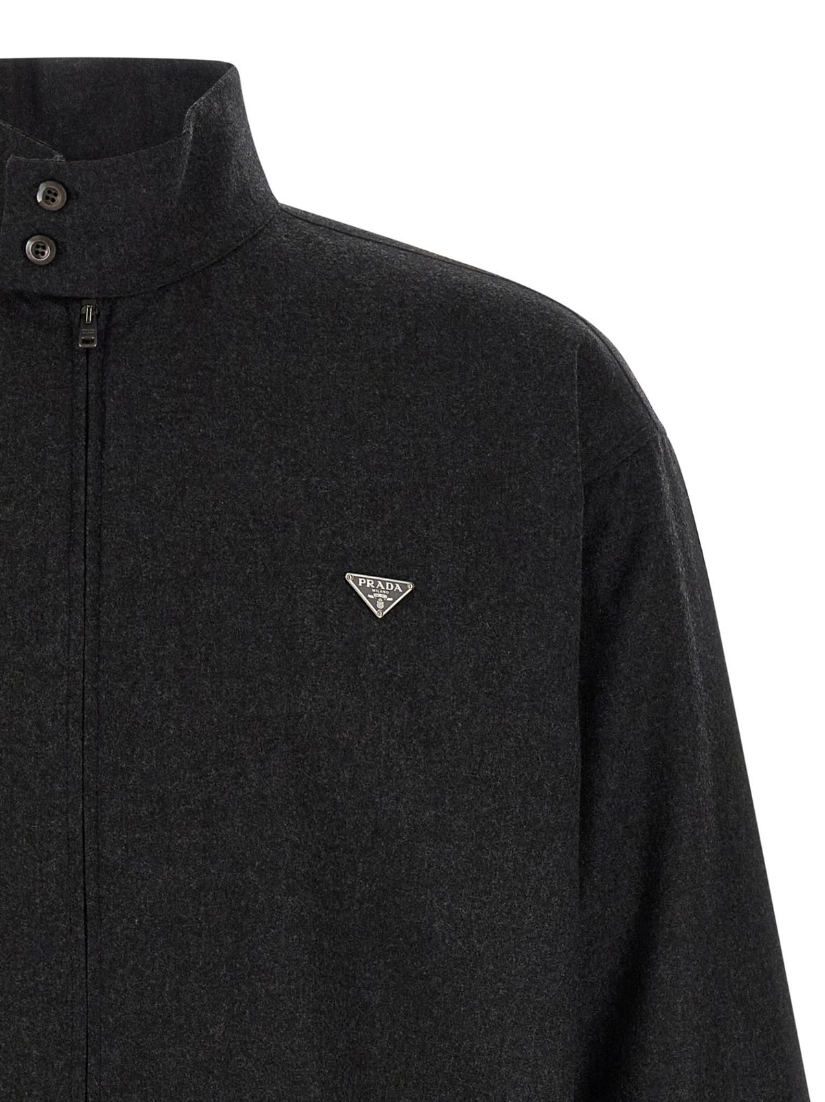 PRADA Black Wool Zip-Up Knit Jacket