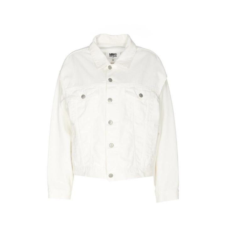 MM6 White Cutout Denim Jacket for Women S52AM 0242S30653