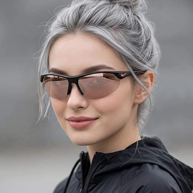 Nike Black Half-Rim Sports Sunglasses Cross Trainer E N Cycling Tennis