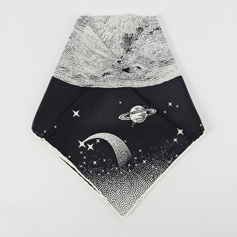 HERMES Clair de Lune Silk Scarf 70 Carré Black White Women