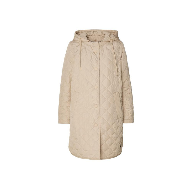 Max Mara Beige Quilted Hooded Jacket