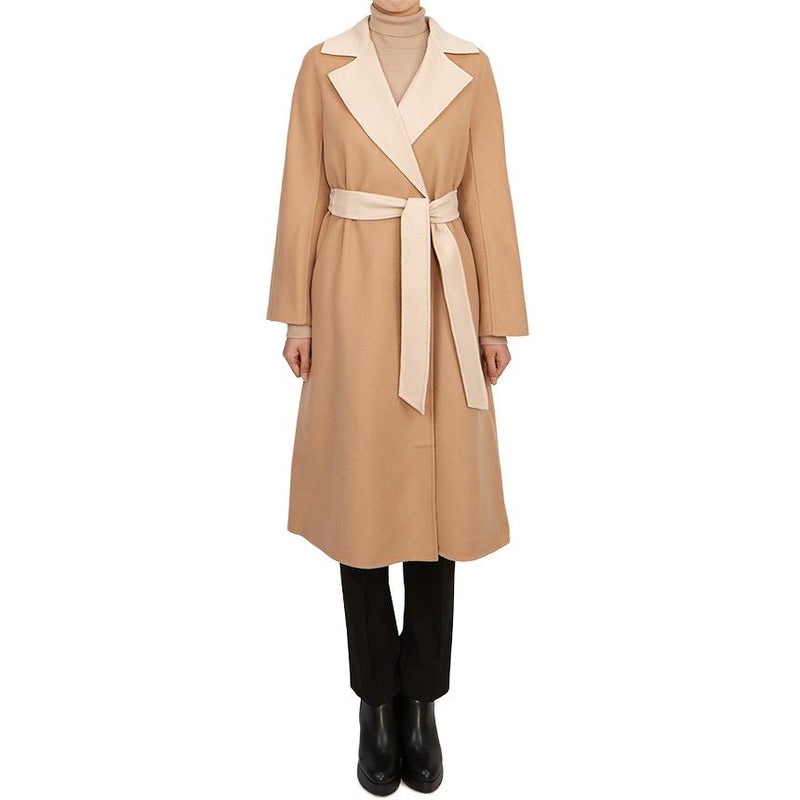 Max Mara Wool Blend Belted Long Coat Gray