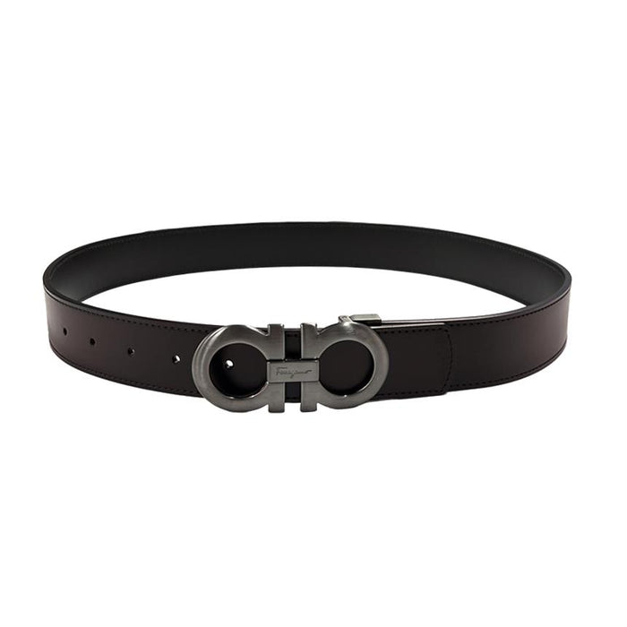 Ferragamo Gancini Men’s Reversible Belt Dark Silver