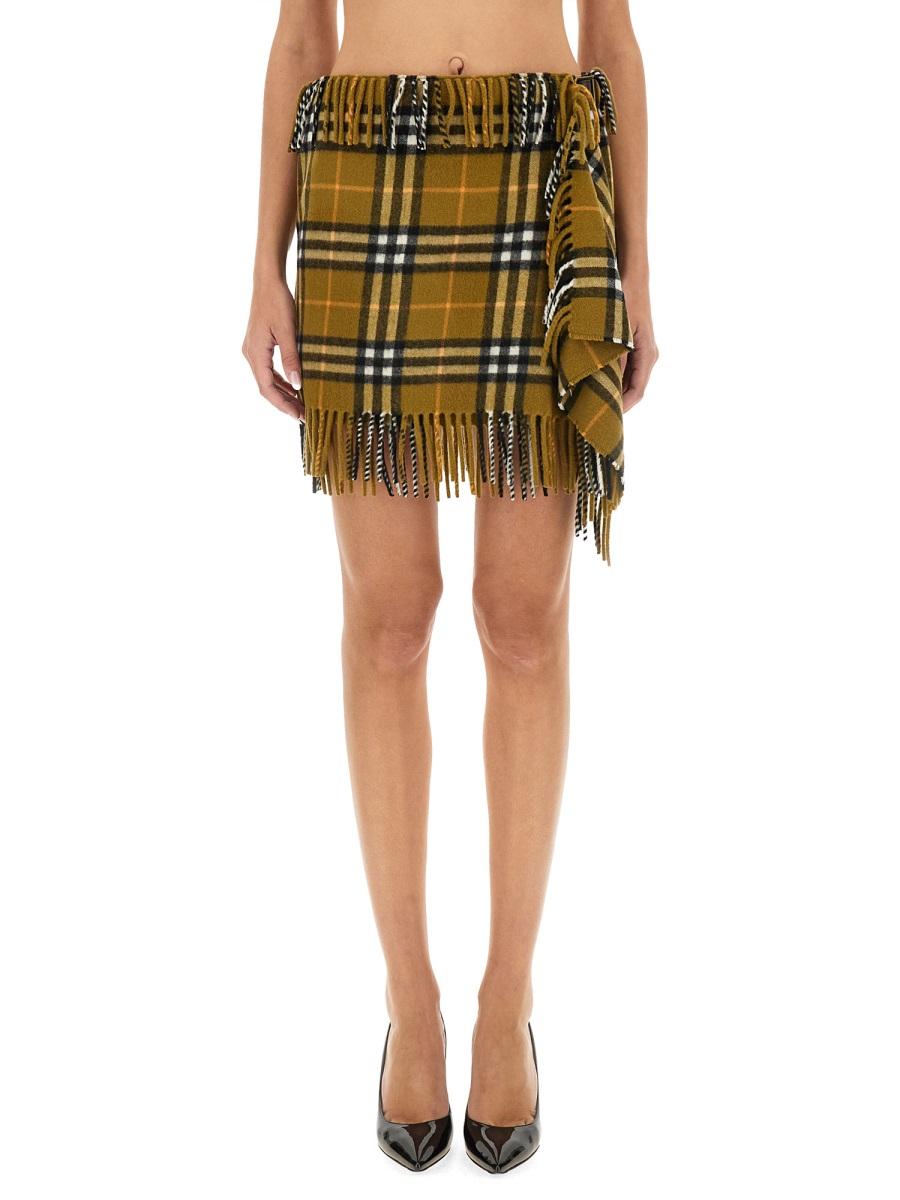 BURBERRY Wool Blend Plaid Mini Skirt