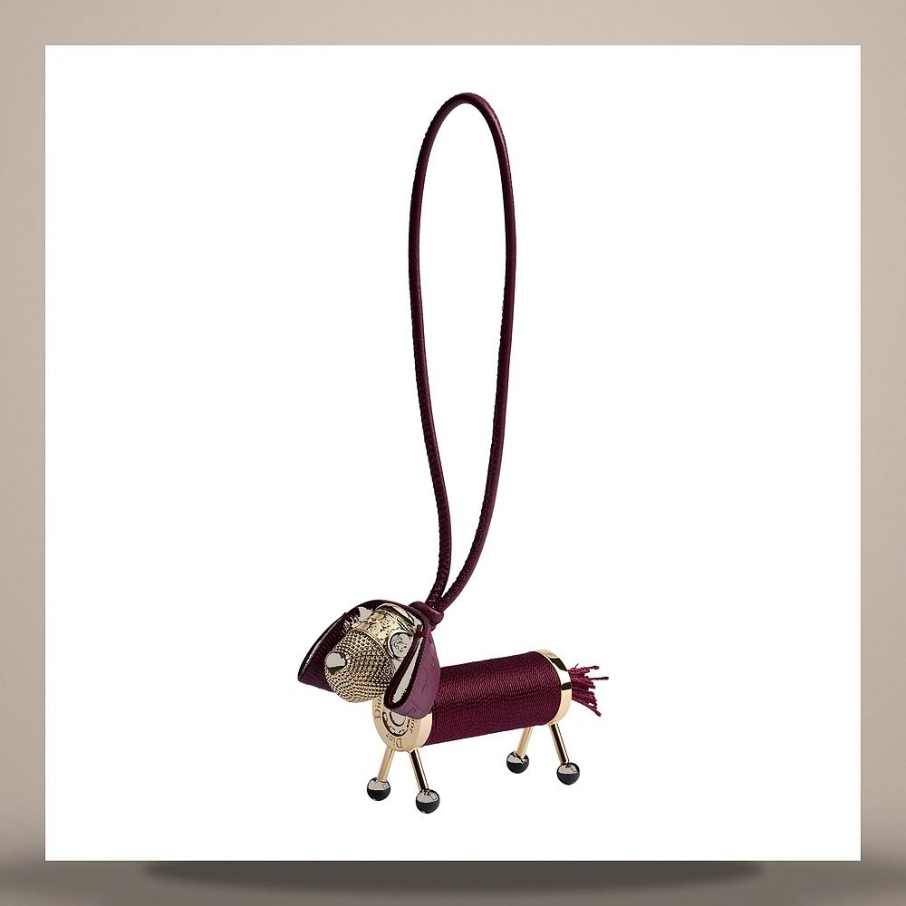 DIOR Pale Gold Metal Burgundy Calfskin Thread Couture Bag Charm V2197WOMLM D53R
