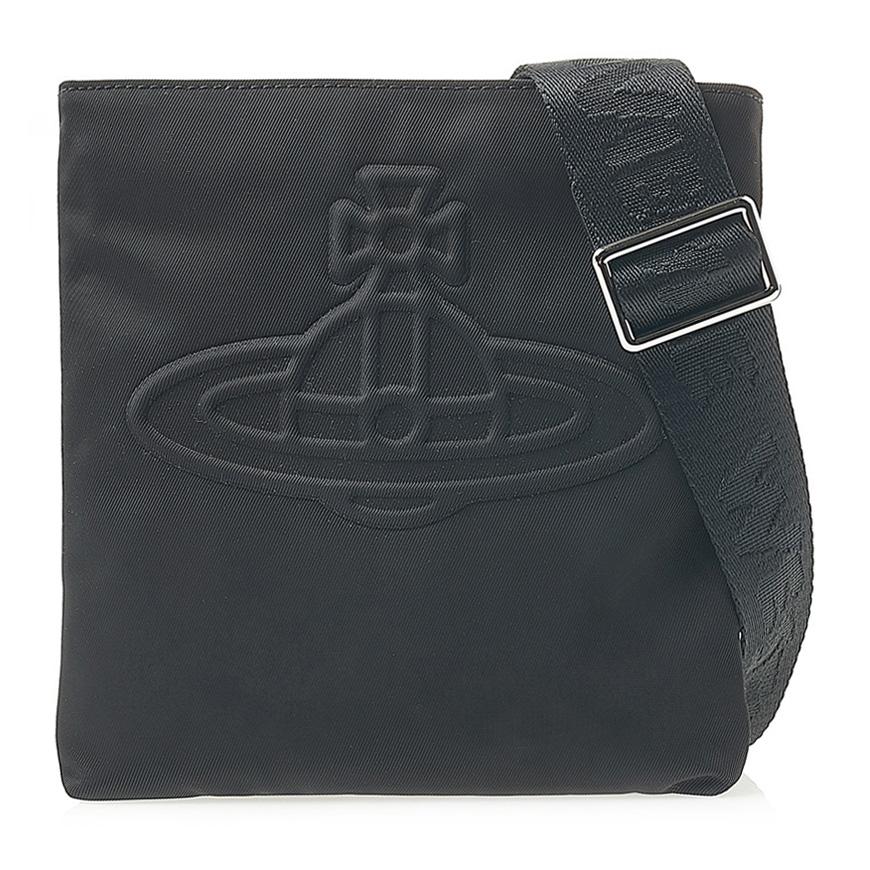 Vivienne Westwood Men’s Square Crossbody Bag Black Leather