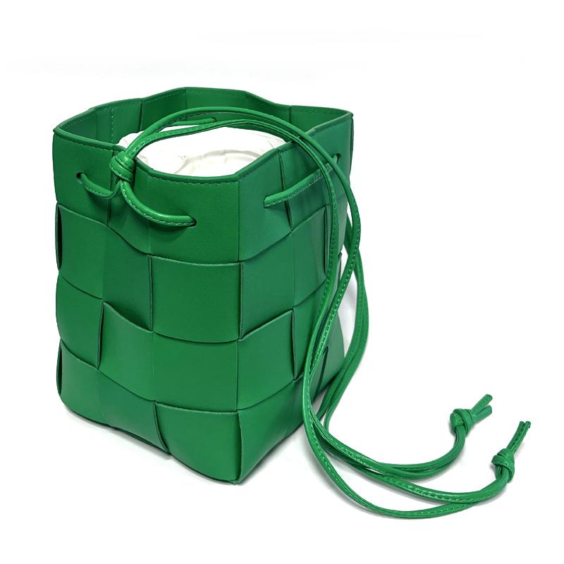 Bottega Veneta Cassette Small Bucket Shoulder Bag Leather Green