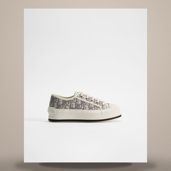DIOR Stone Gray Walk’n’Dior Platform Sneakers Dior Oblique Cotton