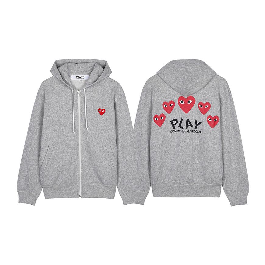 Comme des Garcons Unisex Multi Heart Print Zip-Up Hoodie AZ T250 051 GREY
