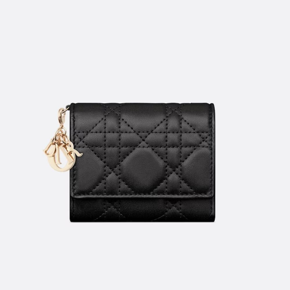 DIOR Lady Dior Lotus Patent Lambskin Women's Compact Wallet S0181OVRB