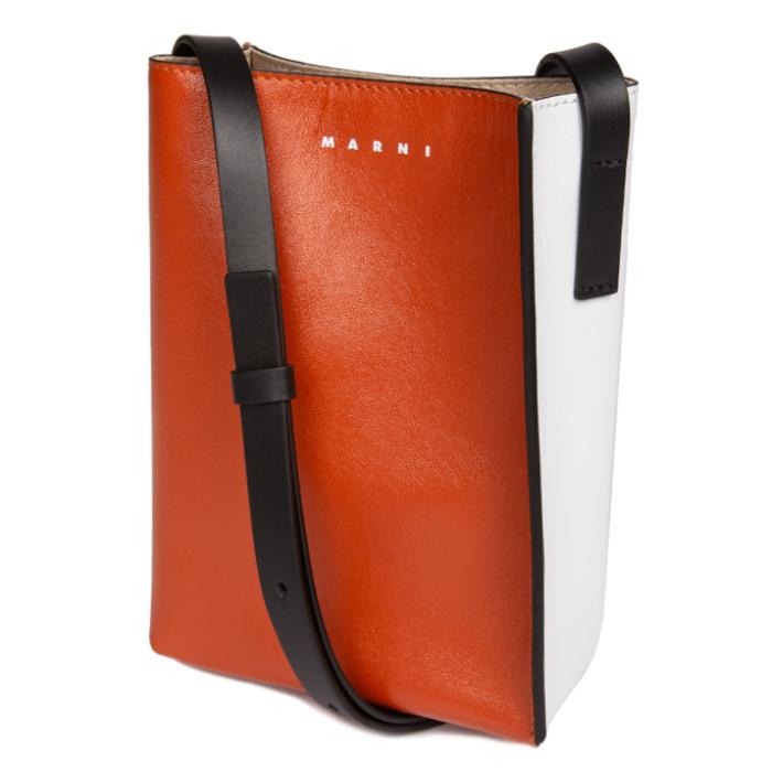 Marni Logo Two-Tone Leather Shoulder Bag