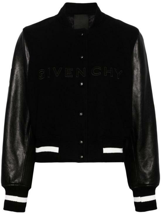 GIVENCHY Cropped Varsity Jacket Black Wool Blend Women’s