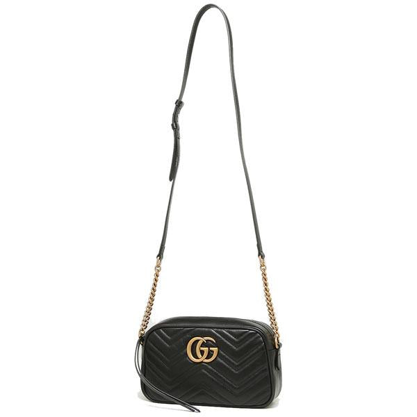 GUCCI Marmont Matelassé Black Leather Shoulder Bag