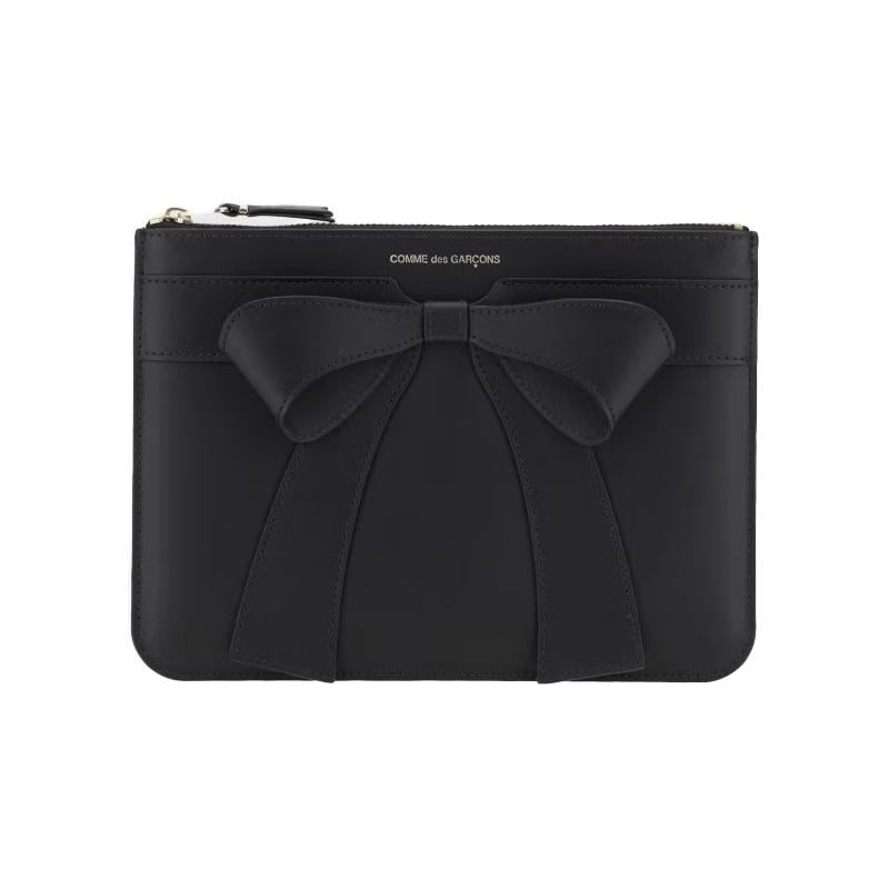 Comme des Garcons Big Bow Leather Clutch Bag Black