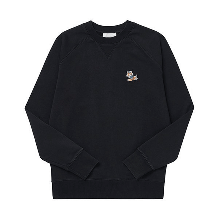 Maison Kitsune Dressed Fox Logo Crewneck Sweatshirt Men Black