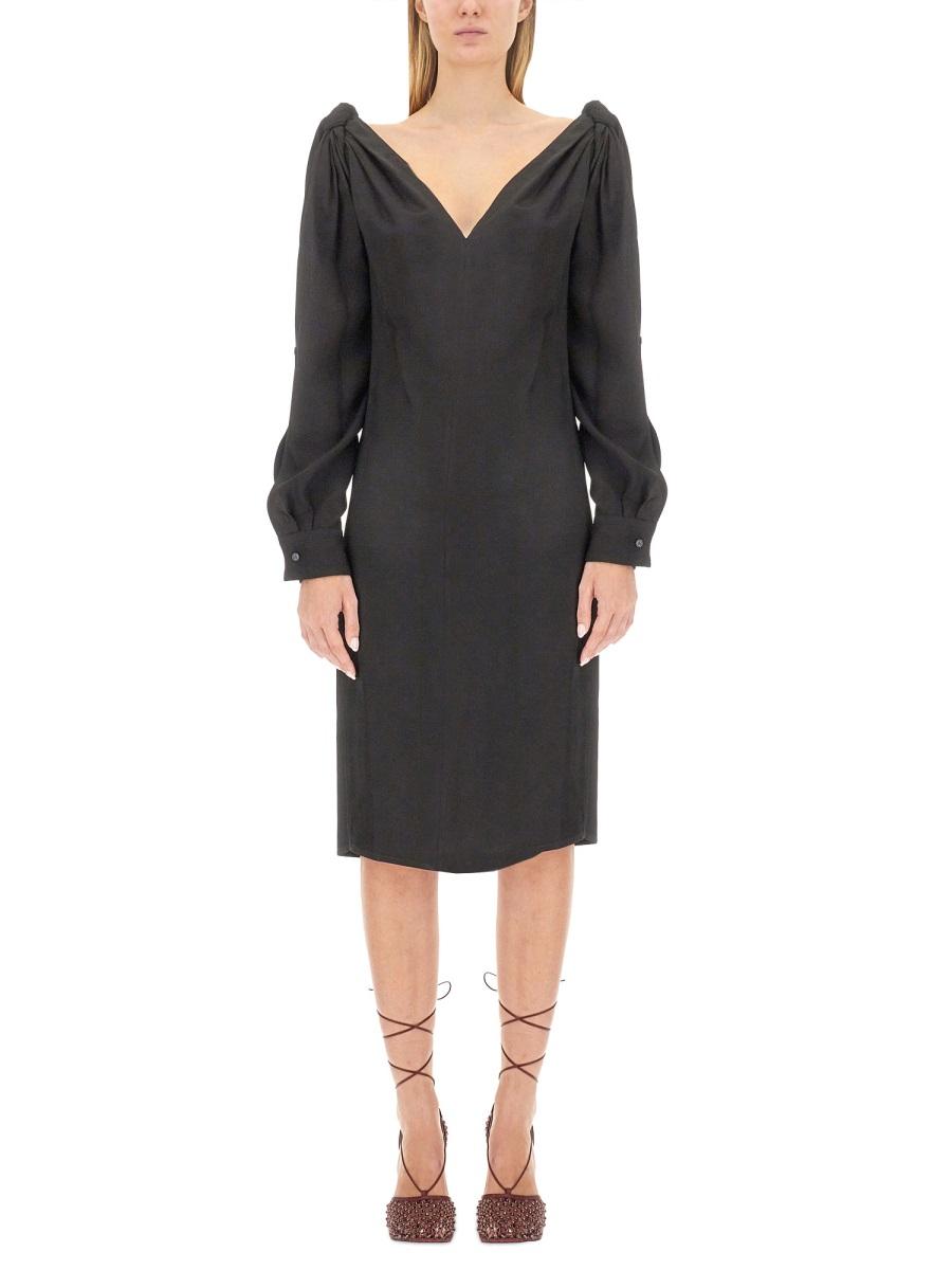Bottega Veneta Long Sleeve Midi Dress Black FW23