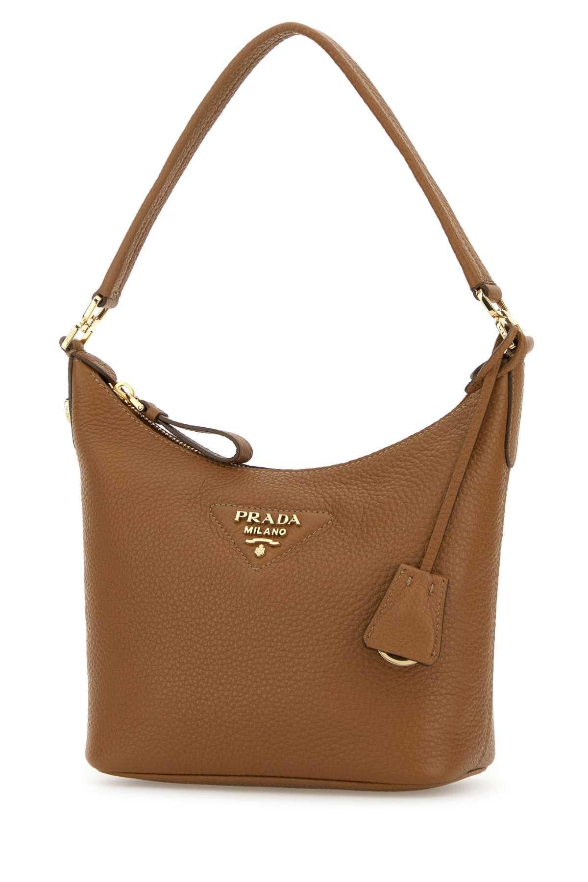 PRADA Black Vachette Leather Shoulder Bag