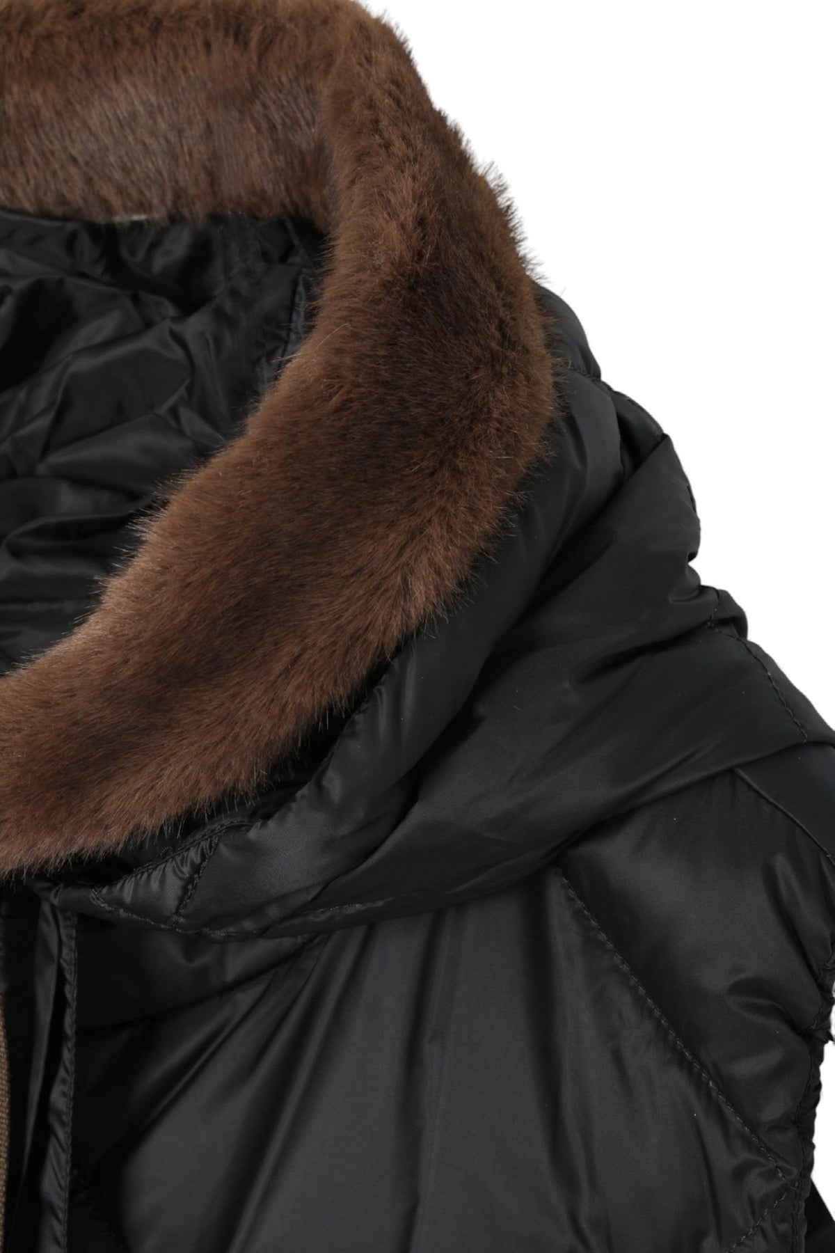 Max Mara MIRAGE Faux Fur Hood Trim Scarf MINK 001