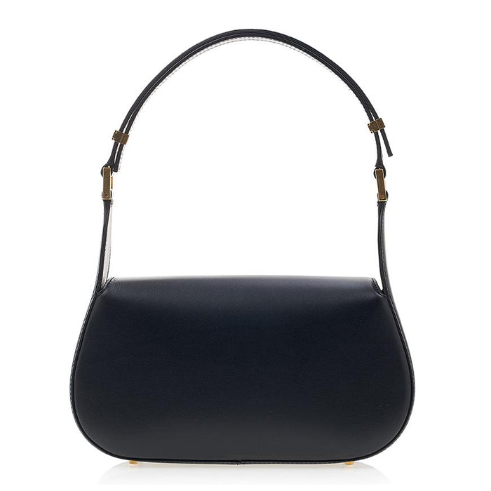 VALENTINO Garavani V-Logo Chain Shoulder Bag Black Leather