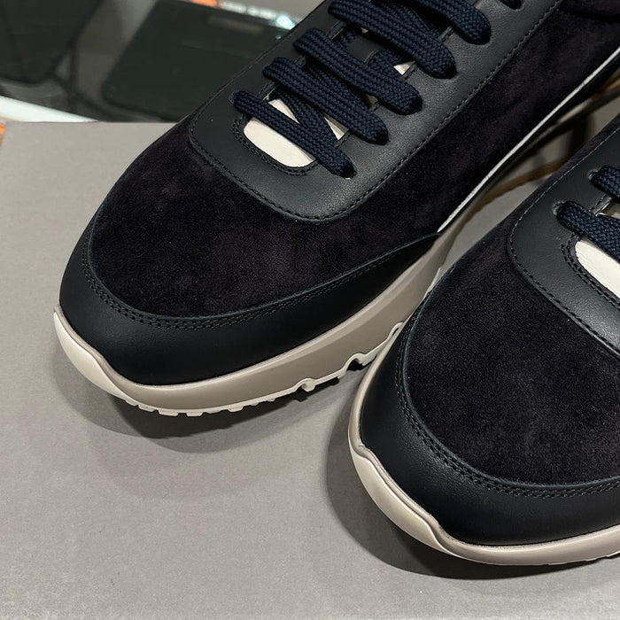 Brunello Cucinelli Washed Suede Semi-Polished Calfskin Runner Sneakers