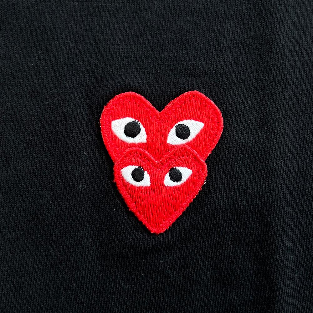Comme des Garcons Double Heart Logo Short Sleeve T-Shirt Black AX T288