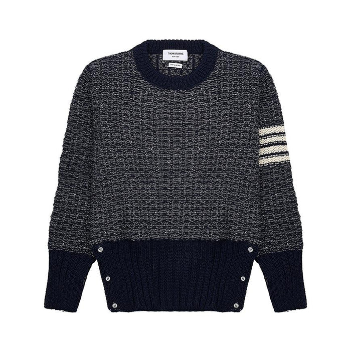 THOM BROWNE Mohair Tweed Diagonal Stripe Classic Crewneck Sweater