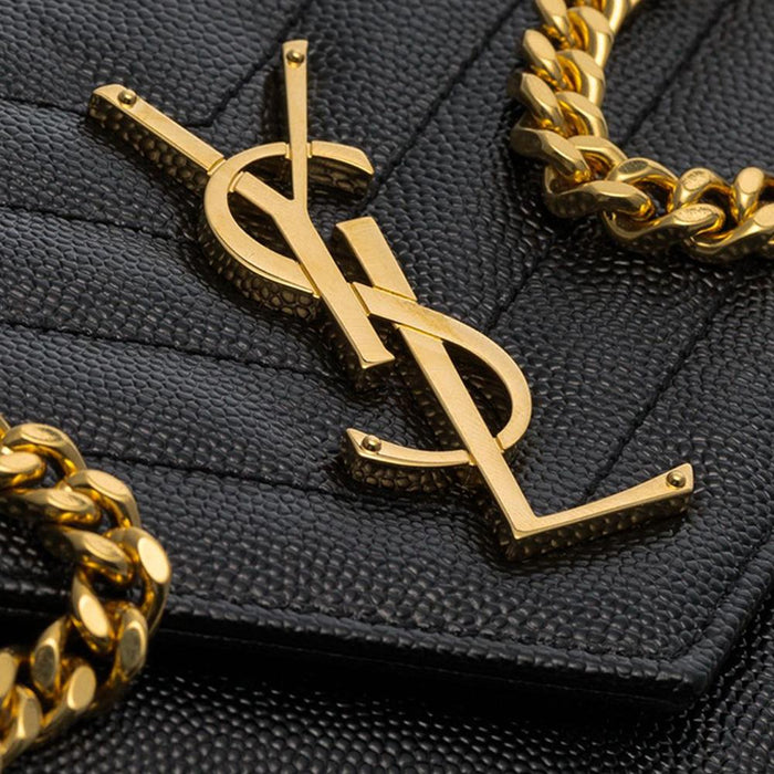 Saint Laurent Black Matelassé Leather Chain Shoulder Bag Gold-Tone