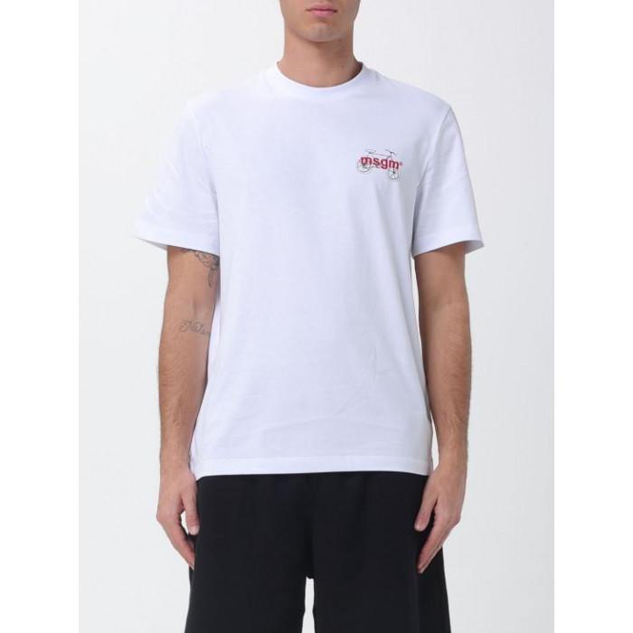 MSGM BIKE Life Graphic Print T-Shirt White Men's Cotton