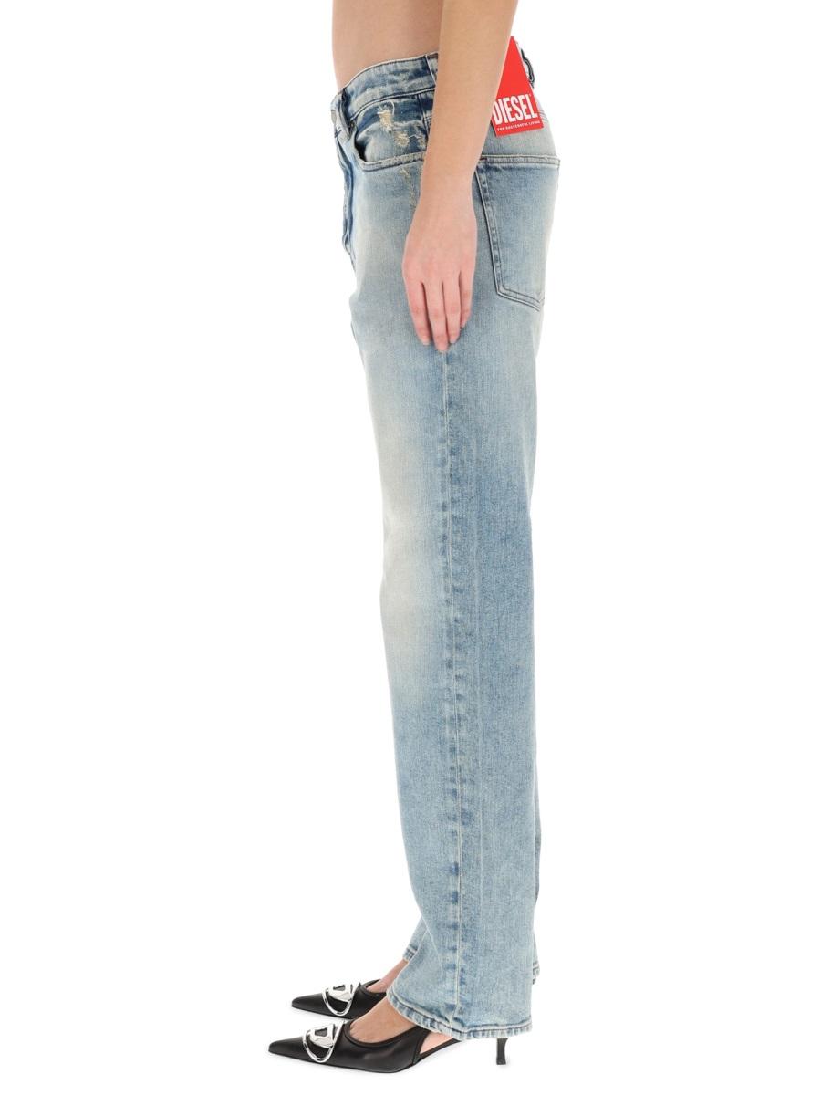 DIESEL Blue Mid-Rise Straight Leg Denim Jeans for Women