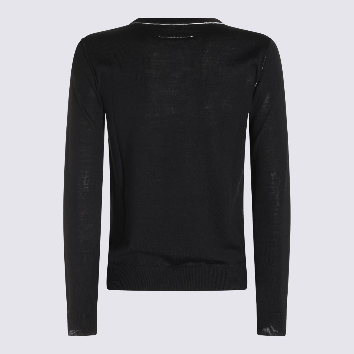 Maison Margiela Black Wool Round Neck Knit Sweater
