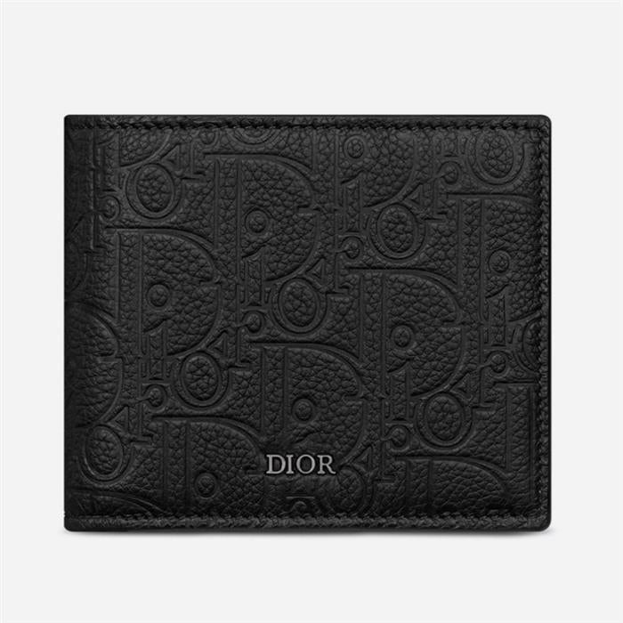 DIOR Calfskin Leather Bifold Wallet Black Men's Accessory