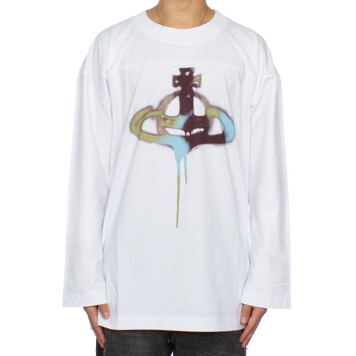 Vivienne Westwood Spray Print Oversized Long Sleeve T-Shirt Men White
