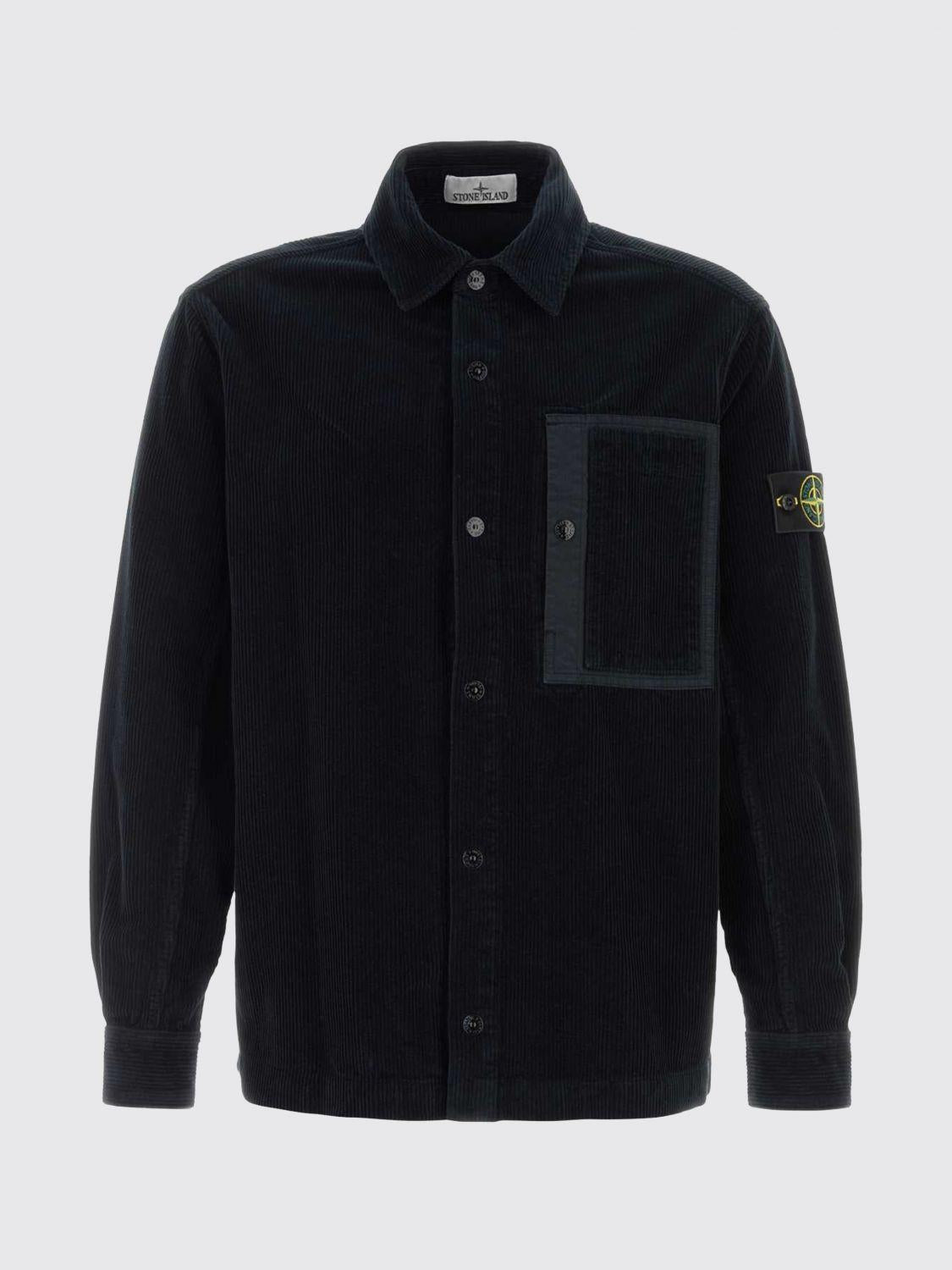 STONE ISLAND Black Cotton Long Sleeve Shirt