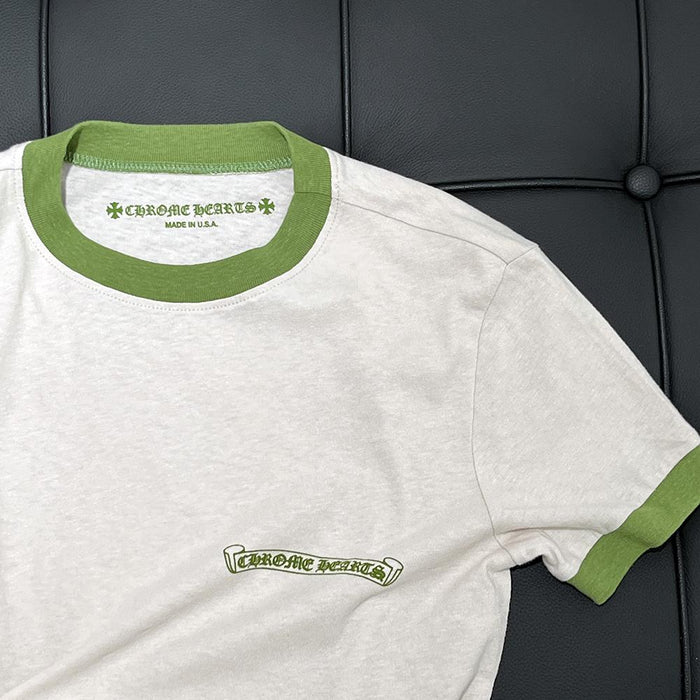 Chrome Hearts Horseshoe Roller Skate Ringer T-Shirt White Olive