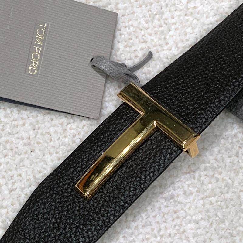 TOM FORD Soft Grain Leather T Icon Belt Brown Black Men