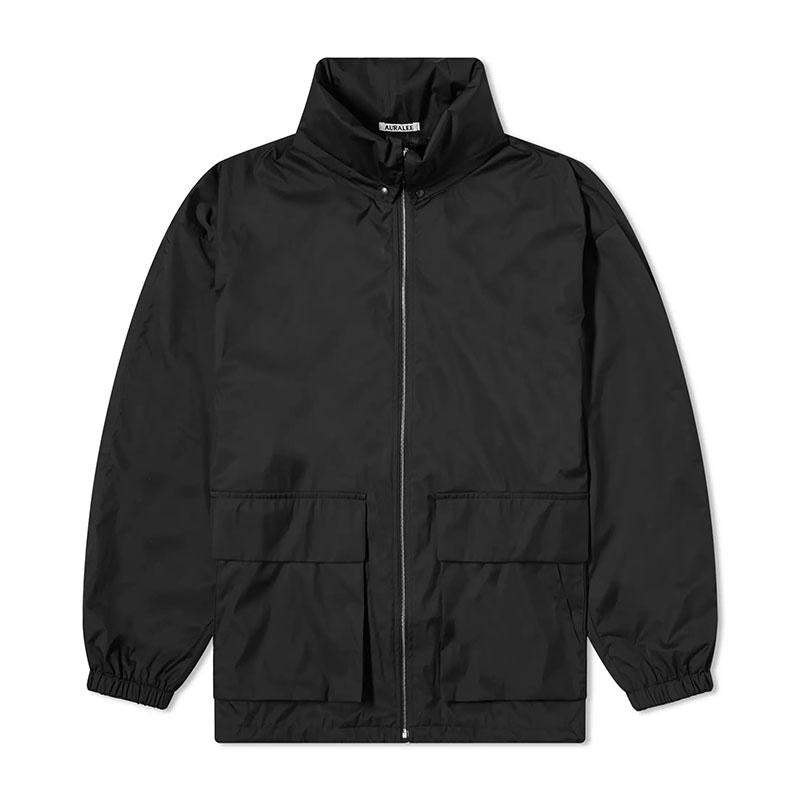 AURALEE Hard Twist Satin Laminated Black Men’s Blouson Jacket A24SB02SL