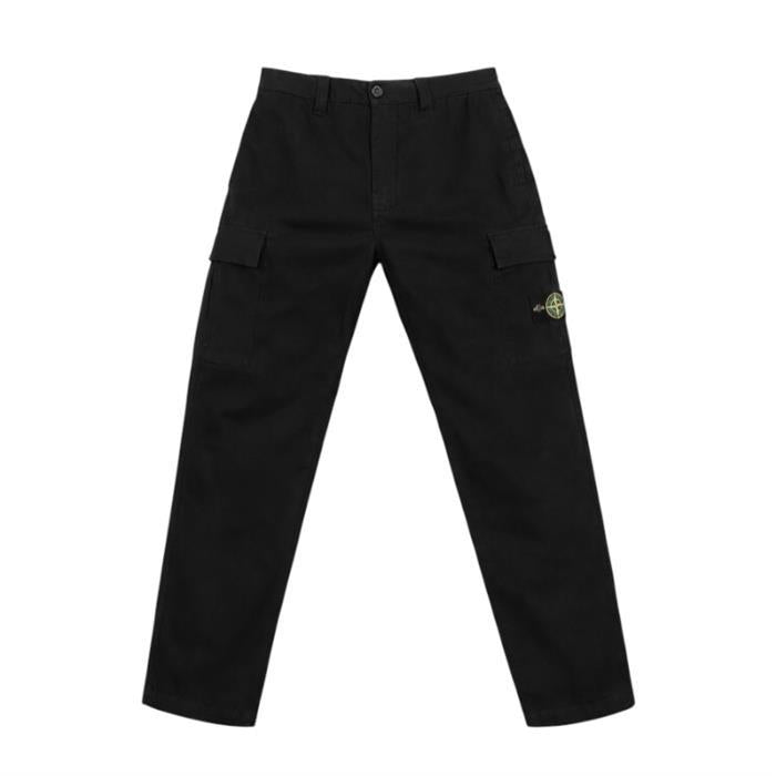 STONE ISLAND Black Cargo Straight Pants