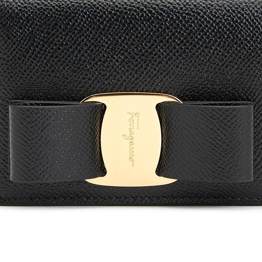 Ferragamo Vara Bow Leather Bifold Wallet Black Women’s