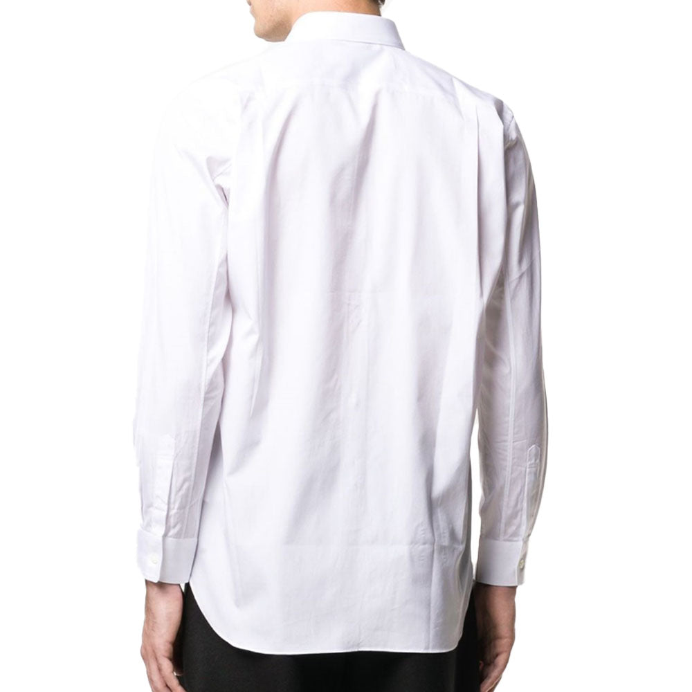 Comme des Garcons Men's Red Heart White Long Sleeve Shirt P1B002