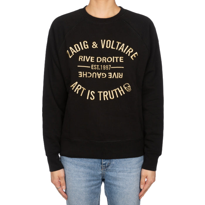 Zadig&Voltaire Women's Black Fleece-Lined Crewneck Sweatshirt SJTS7106F